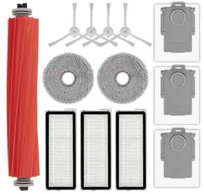 Produktbild von PromoHome® Zubehörset komplett 13-teilig für Roborock Qrevo S - Rollbürste, Seitenbürsten, Staubbeutel, HEPA-Filter, Wischpads