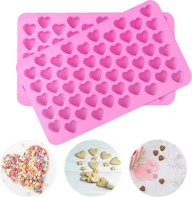 Produktbild von 2 Stück Herz Silikonformen für Lebensmittel - Eiswürfel, Schokolade, Bonbons, Kuchen - DIY Backformen für Liebe