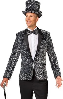 Produktbild von Jacke Pailletten silber Sakko Jackett Karneval Fasching Kostüm 52