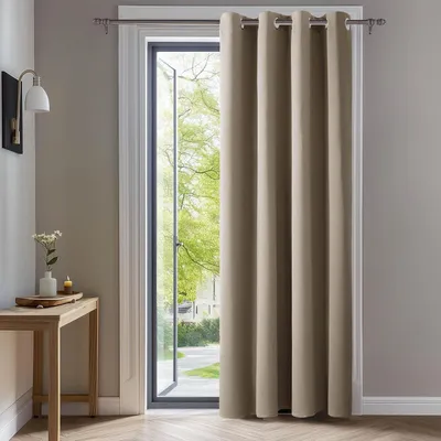 Image de Rideaux occultants avec œillets, rideaux thermiques, couleur taupe, 175 x 140 cm, 1 pièce