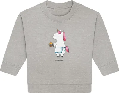 Produktbild von Mr. & Mrs. Panda Organic Baby Pullover Einhorn Muffin 24. - 36. Monat - Heather Grey - Geschenk, Glückwünsche, Geburtstag, Bullover, Kekse, Grüße, Unicorn, Liebesgrüße