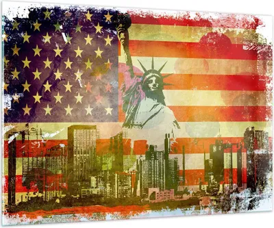 Produktbild von Bilder auf glas - Symbol USA Freiheit - 100x70cm - Glasbilder - Wandbilder - Kunstdruck - zum Aufhängen bereit - Wanddekoration aus Glas - Glas Bilder - Wandbild auf Glas - Einteilig - GAA100x70-2543