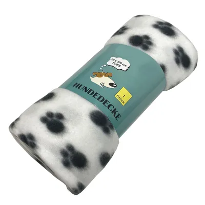 Produktbild von Hundedecke Fleecedecke 70 x 100 cm | Haustier Decke Hundebett Fleece | Haustierdecke Tierbett Schwarz Weiß