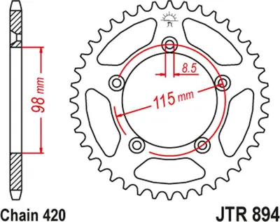 Immagine prodotto di Pignone posteriore JT 4552 50 per KTM SX 60/65 dal '98 al '21 (455250JT), catena 420, colore nero