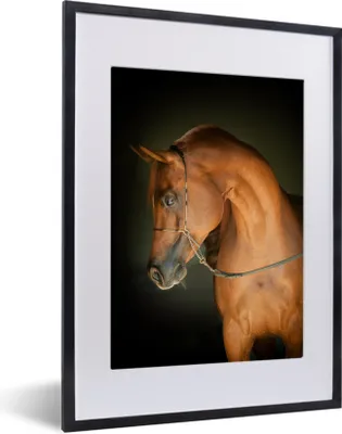 Produktbild von MuchoWow® MuchoWow® Gerahmtes Poster Pferd - Braun - Schwarz 30x40 cm - Poster mit zchwarzem Bilderrahmen - Wandposter Schlafzimmer