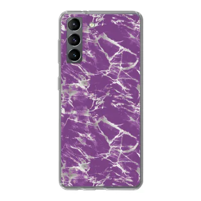 Produktbild von MuchoWow® Handyhülle Schutzhülle Hülle für Samsung Galaxy S21 Violett - Weiß - Marmor - Muster Silikon Softcase Handy Hülle - Softcase