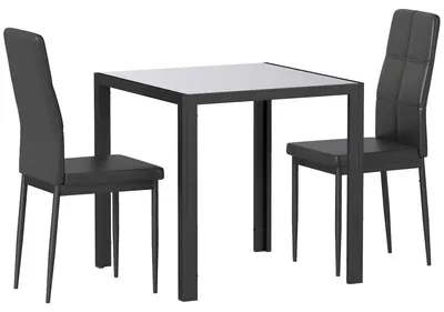 Produktbild von Essgruppe Esstisch mit 2 Stühlen Platzsparend Esszimmergruppe Sitzgruppe Schwarz