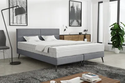 Produktbild von Polsterbett Doppelbett BERGAMO 140x200cm Stoff Gemma Dunkelgrau ohne Matratze