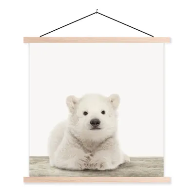 Produktbild von MuchoWow® Textilposter Eisbär - Tiere - Kinder - Weiß - Jungen - Mädchen 60x60 cm mit holzfarbenen Rahmen - Wanddekoration