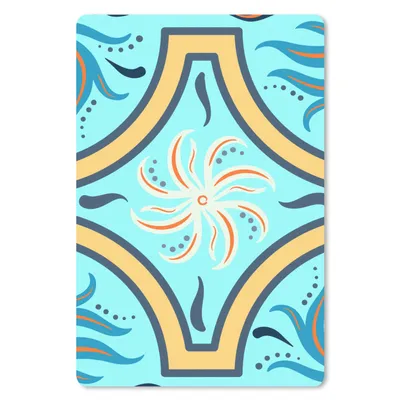 Produktbild von MuchoWow® Mauspad Mousepad Blume - Blätter - Rahmen - Blau 18x27 cm - Mousepads - Maus Mat - Pad - Mausunterlage