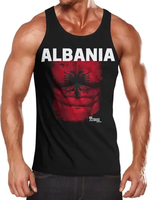Produktbild von EM Tanktop Herren Fußball Albanien Flagge Fanshirt Waschbrettbauch MoonWorks® XXL