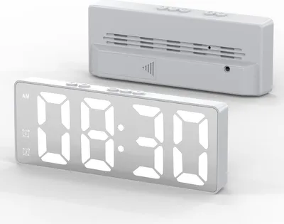 Produktbild von Digitaler LED-Wecker mit Spiegeloberfläche, HD-Digital-Tischwecker,white