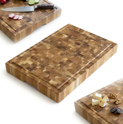 Zdjęcie produktu dla Deska do krojenia SZTORCOWA DĘBOWA 60x40x6cm XXL END GRAIN DUŻA Z ROWKIEM