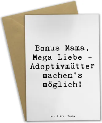 Produktbild von Mr. & Mrs. Panda Grußkarte Spruch Adoptivmutter Liebe - Weiß - Geschenk, einladungskarten, herzerwärmende Sprüche, Lächeln, osterkarten, Zusammenhalt, Grußkarten, Familie