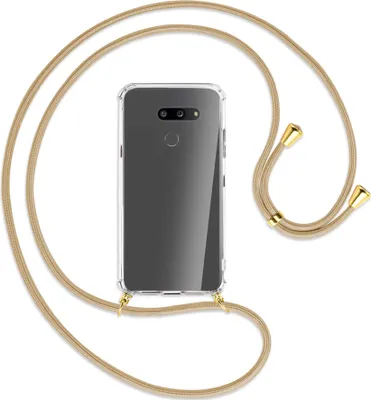 Produktbild von Handykette Backcover-Schutzhülle mit Band (Metall goldfarben) für LG G8X ThinQ - caramel