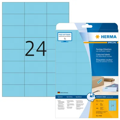 Produktbild von Etiketten A4 blau 70x37 mm Papier matt 480 St.