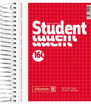 Image de BRUNNEN 1067392 Collegeblock Student A6 5 mm kariert Deckblatt: rot