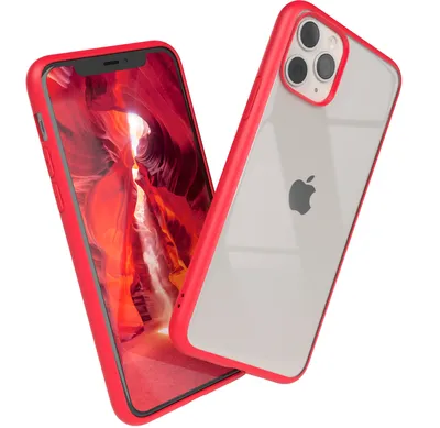 Produktbild von EAZY CASE Clear Hybrid Bumper Hülle für Apple iPhone 11 Pro, Handyhülle stoßfest mit Kameraschutz, Handycase dünn in Rot