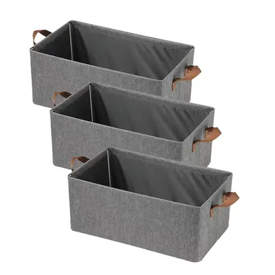 Produktbild von 3er-Set faltbare Aufbewahrungsboxen mit Griff, 48×28×20 cm, ideal für Schrank, Kleidung, Bücher, Kosmetik, Spielzeug und mehr