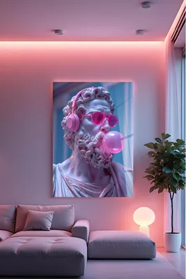 Image de Wallity, Hhlneon007 - 70 x 100, peinture décorative en verre trempé, multicolore, 100 % verre trempé, 70 x 100 cm