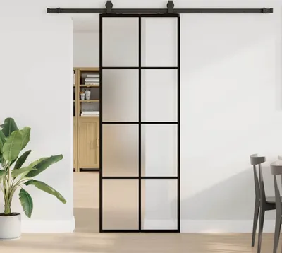 Produktbild von "2026 Promotion" Schiebetür mit Beschlag Schwarz 76x205 cm ESG-Glas - Zimmertüren CC19953