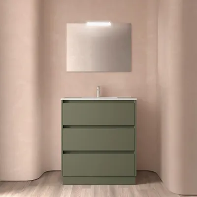 Produktbild von Badezimmermöbel BALTIC 800 3 Schubladen GREEN SATIN + Waschtisch