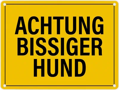 Produktbild von Achtung bissiger Hund Metallschild in gelb Warnschild Hinweis Vorsicht bissig