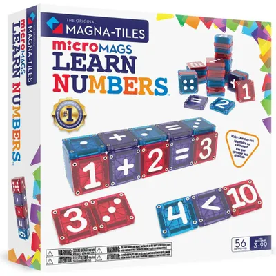 Immagine prodotto di MAGNA-TILES, set di costruzioni magnetiche microMAGS, per imparare i numeri, 56 pezzi