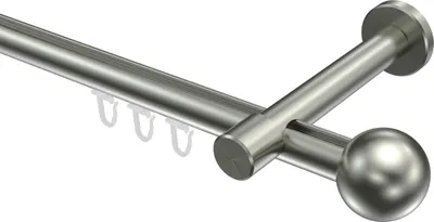 Produktbild von Interdeco Innenlaufstange / Gardinenstange mit Innenlauf Edelstahl-Optik, Typ Prestige Luino (Kugel), 20 mm Ø 1-läufig, 480 cm