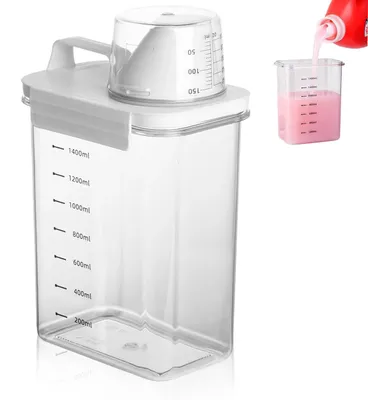 Waschmittelspender 1800 ml, transparent, mit Messbecher, luftdicht