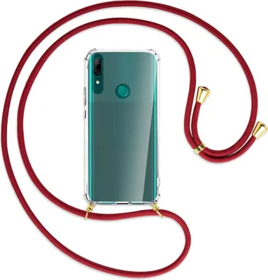 Produktbild von Handykette Backcover-Schutzhülle mit Band (Metall goldfarben) für Huawei P Smart Z - dunkelrot