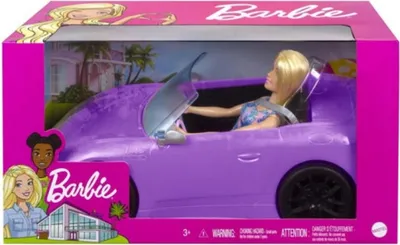 Produktbild von Barbie -Puppe (ca. 30cm groß, mit blondem Haar) & lila Cabrio, Kinder von 3 bis 7Jahren, Modepuppe, Weiblich, 3 Jahr(e), Mädchen, 137 mm, 526 g
