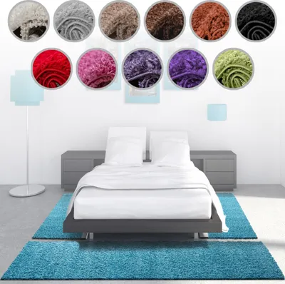 Produktbild von Shaggy Läuferset Bettumrandung Hochflor Langflor Einfarbig 3Tlg. Versch. Farben, Farbe:grau, Läuferset Größen:2 mal 60x100 1 mal 70x250 cm