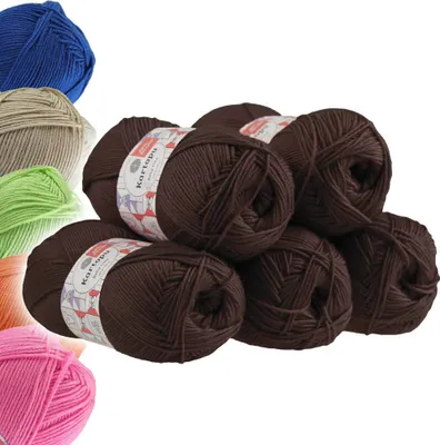 5 x 100g Strickgarn Kartopu BABY ONE Antipilling Babywolle Babygarn, K890 schokobraun