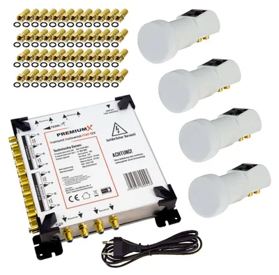 Produktbild von PremiumX Multischalter Set 17/8 Multiswitch SAT 4x PXV-Q Quattro LNB 48x F-Stecker