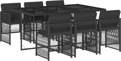 Produktbild von vidaXL Garten Essgruppe 7-TLG. Schwarz Poly Rattan