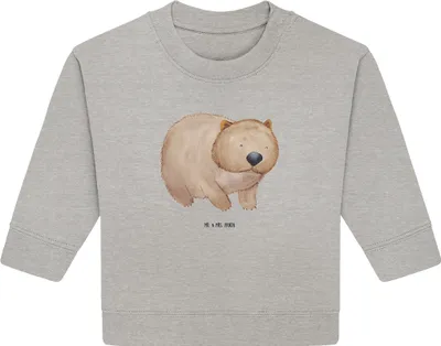 Produktbild von Mr. & Mrs. Panda Organic Baby Pullover Wombat 6. - 12. Monat - Heather Grey - Geschenk, Australien, Spruch, Lustige Sprüche, Das Leben Ist schön, Bullover, Motivation