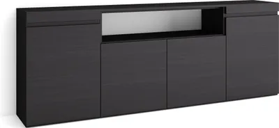 Immagine prodotto di COZY Credenza, Mobile, Cucina, 200x35x75cm, 4 Porte, grande stoccaggio, Nero