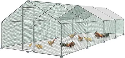Produktbild von Famanu Freilaufgehege für außen - Hühnergehege mit Dach und verzinktem Stahlrahmen - 3 x 8 x 2 m