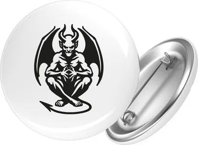 Produktbild von Huuraa Button Dämon Fabelwesen 59mm rund mit Sicherheitsnadel Ansteckbutton Geschenkidee