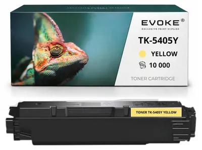 Image de Cartouche de toner compatible Evoke pour imprimante Kyocera TK5405 Y 1T02Z60NL0 Y, couleur jaune, rendement de 10 000 pages, compatible avec TASKalfa MA3500ci
