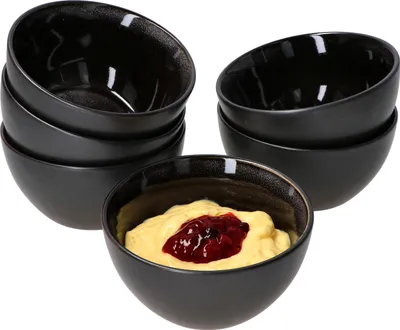 Produktbild von Reactive Glaze Grey Black 6er Set Pudding-Schale 200ml Schüssel Dessert Snacks