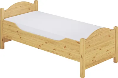 Produktbild von Seniorenbett extra hoch 100x200 Massivholz Kiefer Holz Einzelbett Gäste Zubehör wählbar V-60.40-10Rollrost und Matratze inkl.