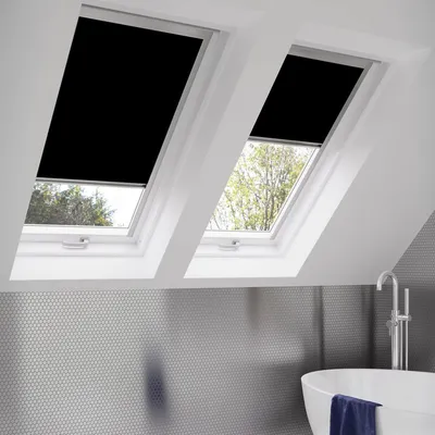 Produktbild von Wolketon Schwarz Verdunkelungsrollo Dachfensterrollo passend fuer Velux M08, Dachfester/verdunkelndes Rollo, Blickdicht Thermo-Rollo fuer Fenster Skylight/Kinderzimmer/Schlafzimmer/Kueche/Bad/Buero