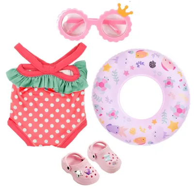 Productafbeelding van Poppenkleding - Zwemset - Badpak - 4-delig - Voor poppen 35-45 cm