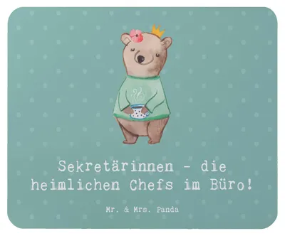 Produktbild von Mr. & Mrs. Panda Mauspad Sekretärin Chefin - Meeresbrise - Geschenk, pc, Beruf, Sekretärinnen, Empfang, laptop mousepad, Berufsprodukte, Büro, Mouse Pad, Berufspassion