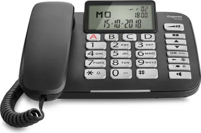 Obrázok produktu pre Gigaset DL580, Analógový telefón, Káblový handset, Hlasitý odposluch, 99 položky, ID volajúceho, Čierna