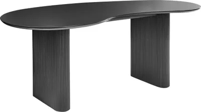 Obrázek produktu pro BELIANI Jídelní stůl černý MDF 198 x 93 cm 8místný nepravidelný tvar moderní industriální styl kuchyně jídelna