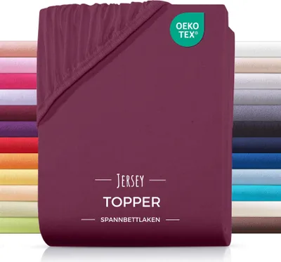 Produktbild von Jersey Spannbettlaken Topper Bettlaken 200x200 cm Rot