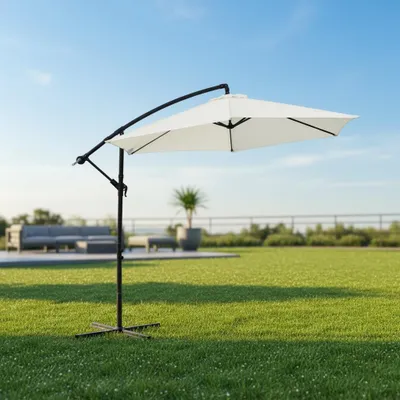 Zdjęcie produktu dla Parasol przeciwsłoneczny ⌀3.5M beżowy Parasol przeciwsłoneczny z korbką Parasol ogrodowy solarny